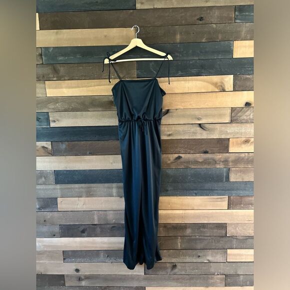 Vintage 70s Union Made Black Disco Jumpsuit Adjustable Straps Zip Back - Picture 8 of 14